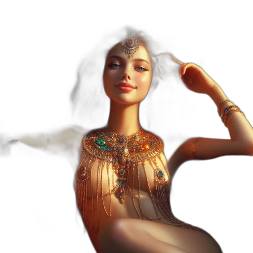 jewelry, dress, mask, robot, fantasy art, concept art, 3d render, photorealistic transparent PNG cut-out
