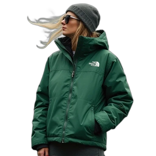 jacket, green, north, face, cipher, women, vintage transparent PNG cut-out