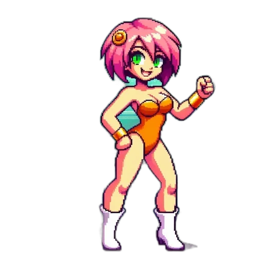 robot, weapon, staff, pixel art, concept art, cyberpunk, anime, neon transparent PNG cut-out
