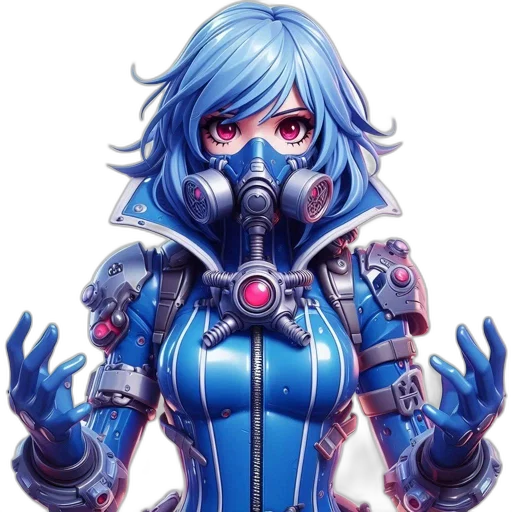 robot, mask, face, jacket, concept art, cyberpunk, comic book art, anime transparent PNG cut-out