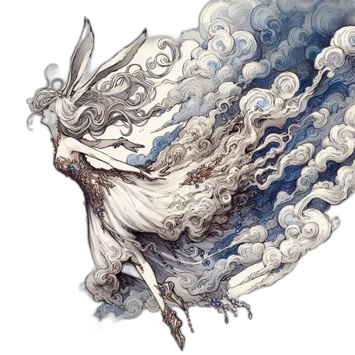dragon, creature, hair, dress, fantasy art, watercolor, concept art, comic book art transparent PNG cut-out