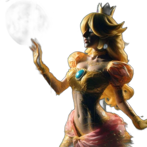 dress, crown, mask, staff, concept art, fantasy art, 3d render, watercolor transparent PNG cut-out