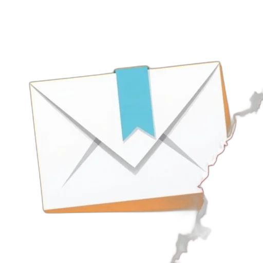 stylized, illustration, blank, white, envelope, blue, ribbon, top transparent PNG cut-out