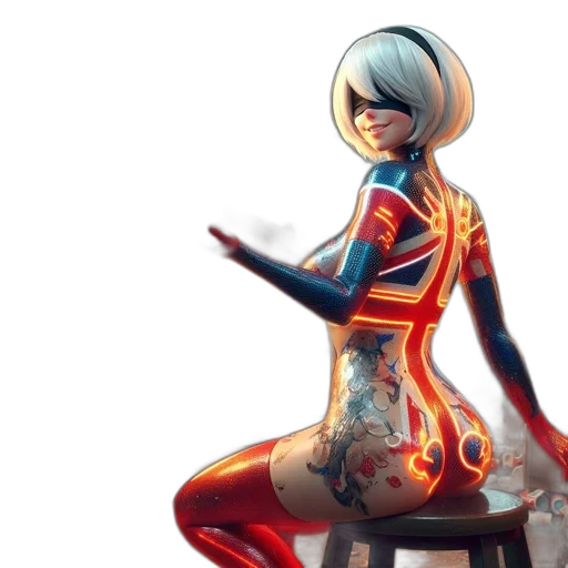 dress, robot, concept art, fantasy art, comic book art, cyberpunk, fire, red transparent PNG cut-out