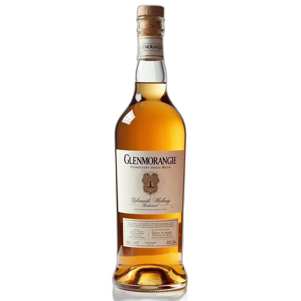 bottle, malaga, finishing, glenmorangie, whisky, white, label, cork transparent PNG cut-out