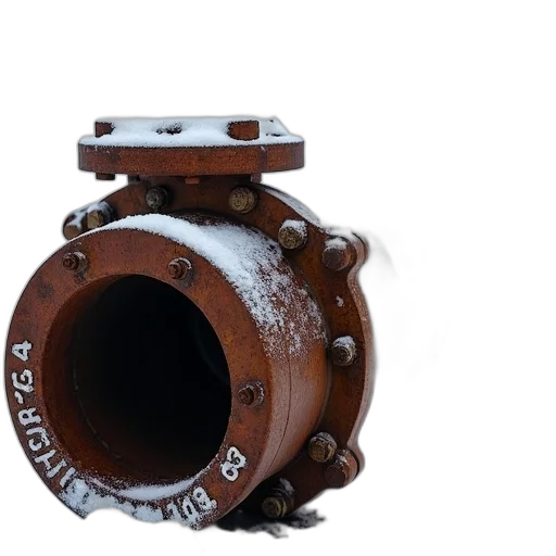 close-up, rusted, corroded, pipe, large, bolted, cap, top transparent PNG cut-out