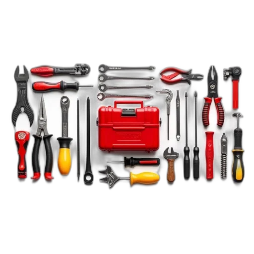 weapon, staff, red, collection, various, tools, neatly, arranged transparent PNG cut-out