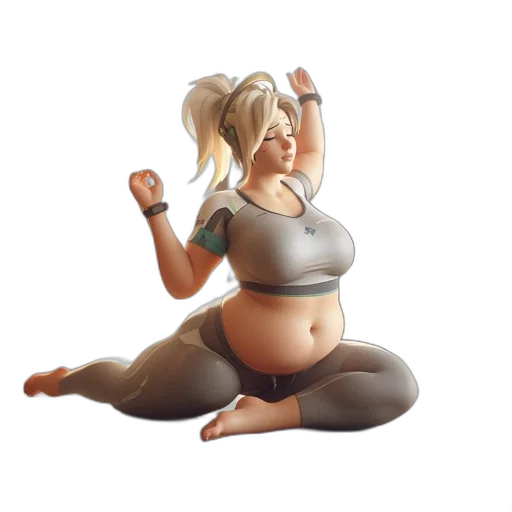 3d render, concept art, photorealistic, fantasy art, woman, grey, sports, outfit transparent PNG cut-out