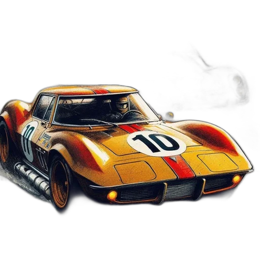 car, photorealistic, concept art, fantasy art, watercolor, high-speed, race, features transparent PNG cut-out