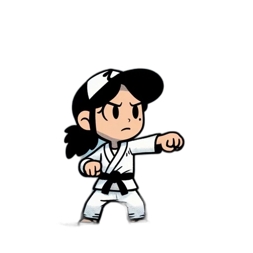 staff, weapon, pixel art, cartoon, concept art, comic book art, girl, karate transparent PNG cut-out