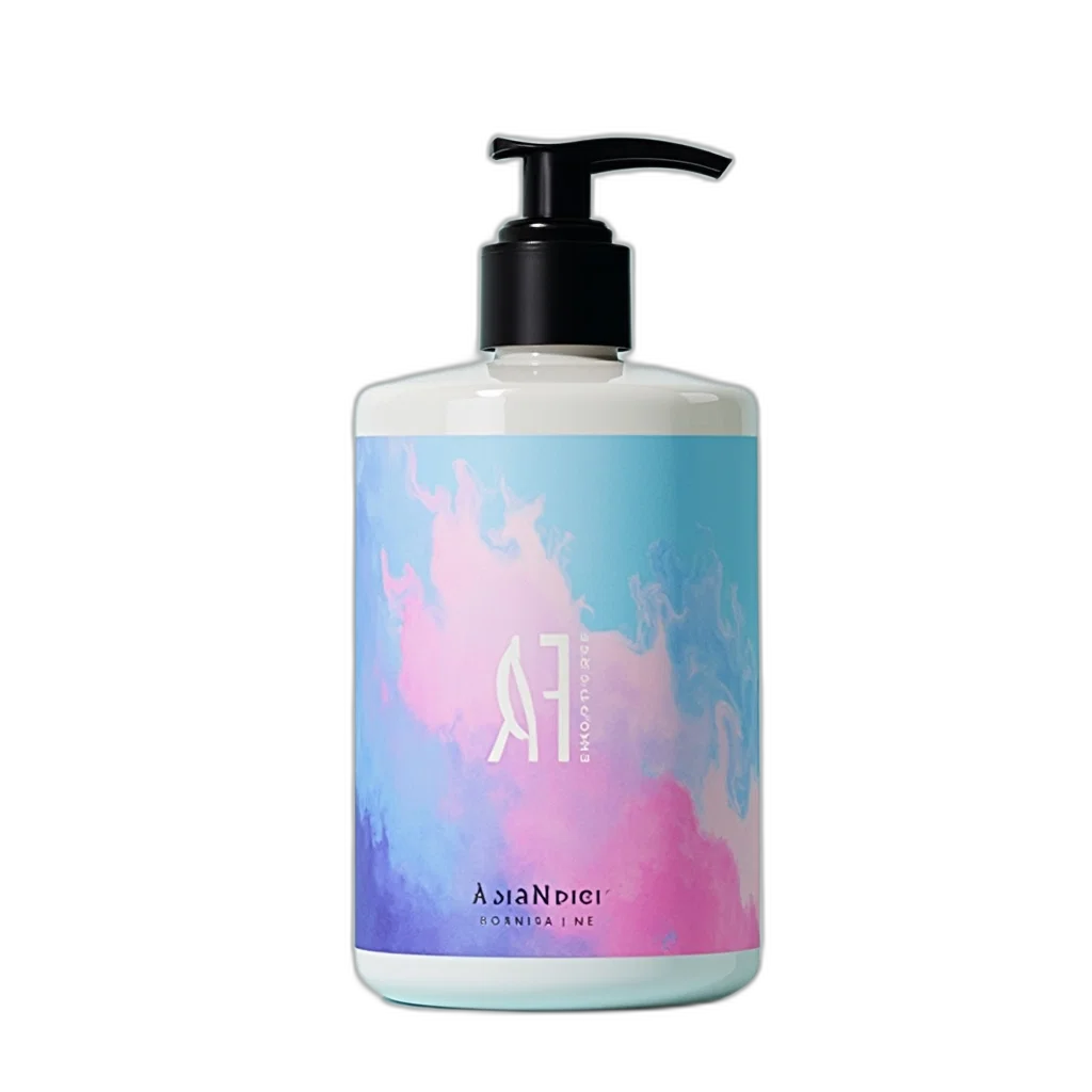 bottle, hair, shampoo, colorful, label, featuring, blue, pink transparent PNG cut-out