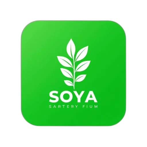 green, stylized, logo, word, soya, white, capital, letters transparent PNG cut-out