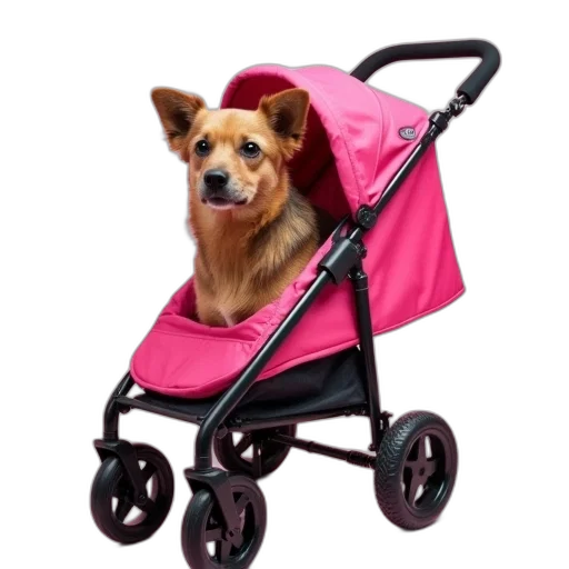 animal, dog, stroller, pink transparent PNG cut-out