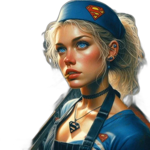 face, comic book art, fantasy art, concept art, photorealistic, blue, young, woman transparent PNG cut-out