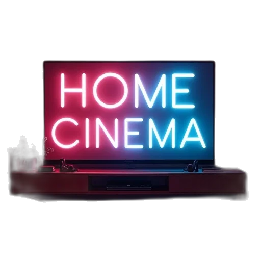 furniture, 3d render, vaporwave, neon lights, smart, led, words, home transparent PNG cut-out