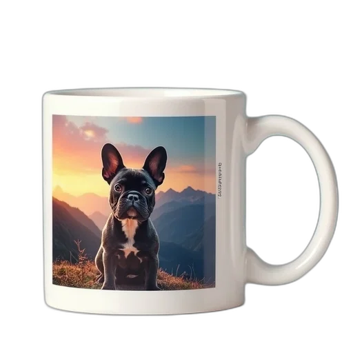 animal, photorealistic, 3d render, white, ceramic, mug, glossy, finish transparent PNG cut-out