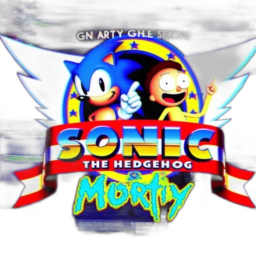 pixel art, concept art, 3d render, vaporwave, sonic, hedgehog, rick, morty transparent PNG cut-out