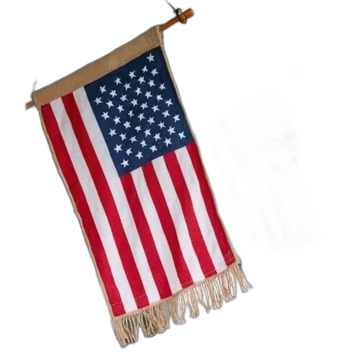 staff, weapon, burlap, flag, red, white, blue, american transparent PNG cut-out