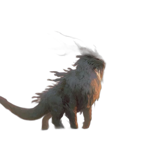 dragon, creature, animal, hair, concept art, 3d render, fantasy art, photorealistic transparent PNG cut-out