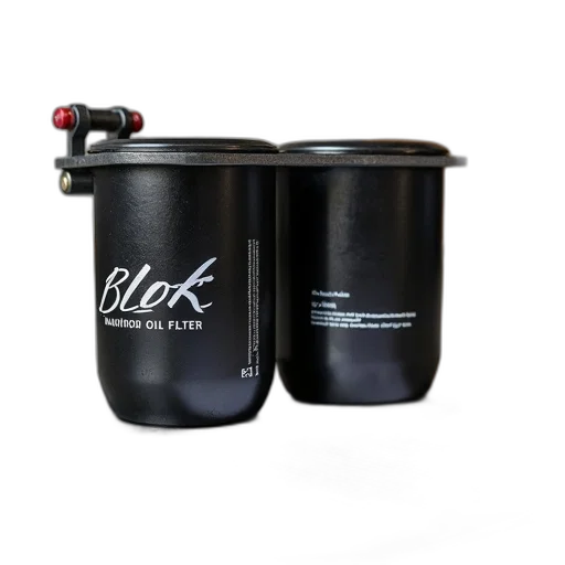 black, oil, filter, attached, metal, bracket, words, blok transparent PNG cut-out