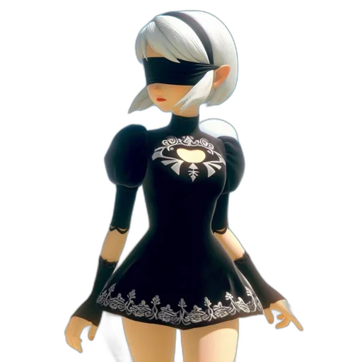 dress, mask, robot, 3d render, concept art, fantasy art, pixel art, monochrome transparent PNG cut-out