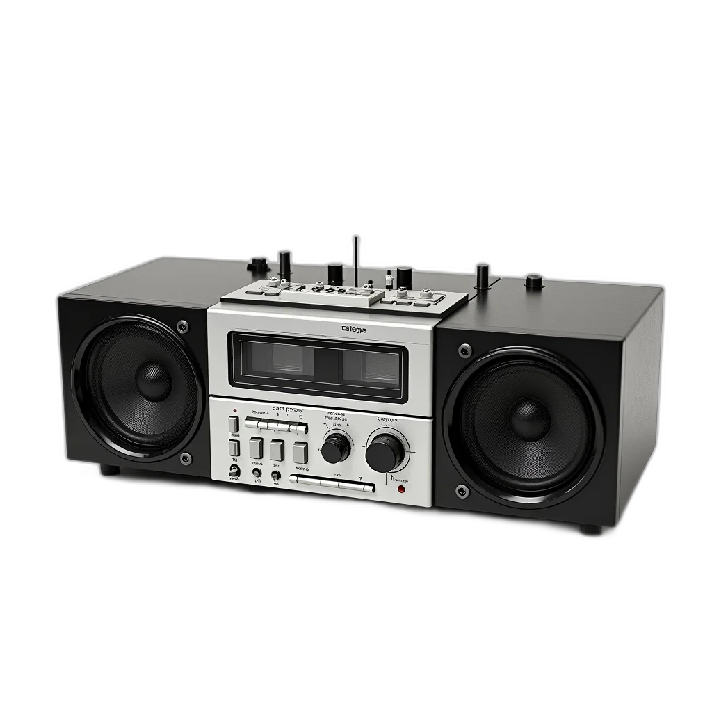 3d render, photorealistic, concept art, vintage, cassette, player, gray, black transparent PNG cut-out