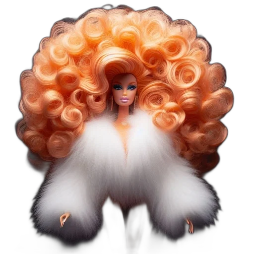 hair, creature, concept art, fantasy art, cartoon, 3d render, barbie, doll transparent PNG cut-out