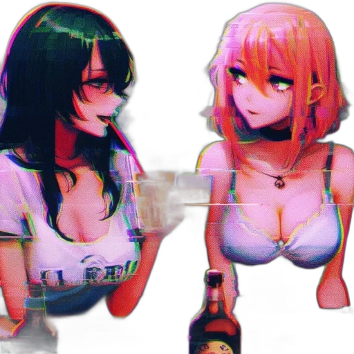 robot, bottle, dress, weapon, pixel art, anime, vaporwave, 3d render transparent PNG cut-out