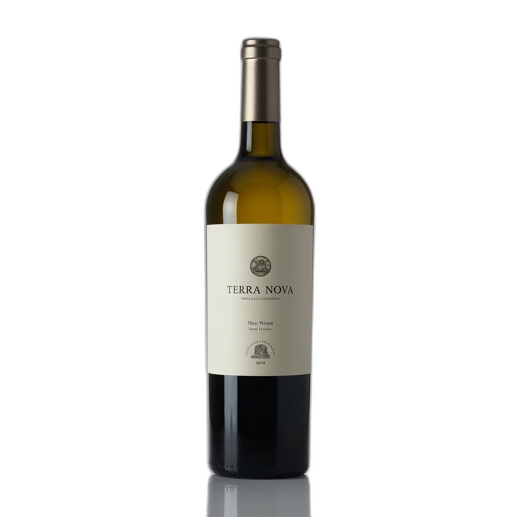 bottle, 3d render, wine, label, reads, terra, nova, vintage transparent PNG cut-out