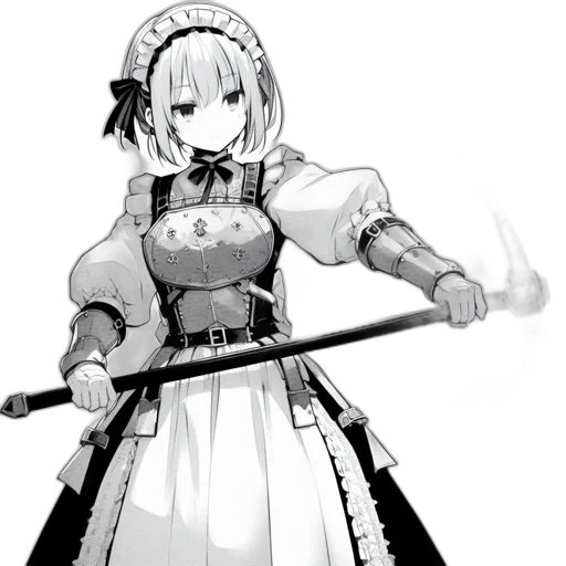 staff, weapon, sword, dress, anime, concept art, fantasy art, pixel art transparent PNG cut-out