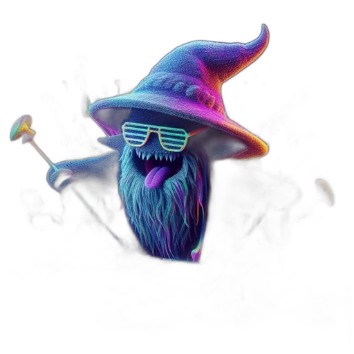 hat, dragon, staff, mask, fantasy art, concept art, pixel art, vaporwave transparent PNG cut-out