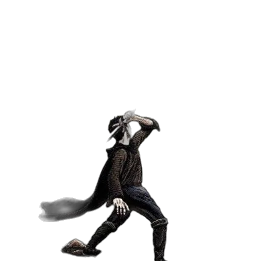 mask, creature, jacket, staff, concept art, 3d render, photorealistic, pixel art transparent PNG cut-out