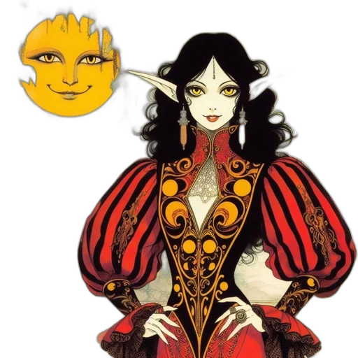 mask, fantasy art, concept art, pixel art, comic book art, golden, red, fantastical transparent PNG cut-out