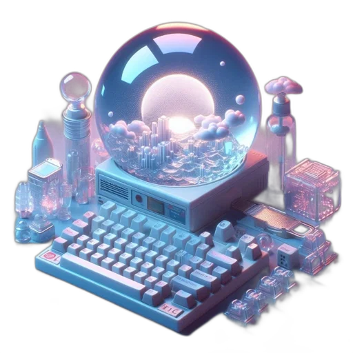 robot, furniture, jewelry, weapon, vaporwave, 3d render, cyberpunk, pixel art transparent PNG cut-out