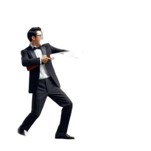 staff, concept art, 3d render, pixel art, opulent, room, suited, spectacled transparent PNG cut-out