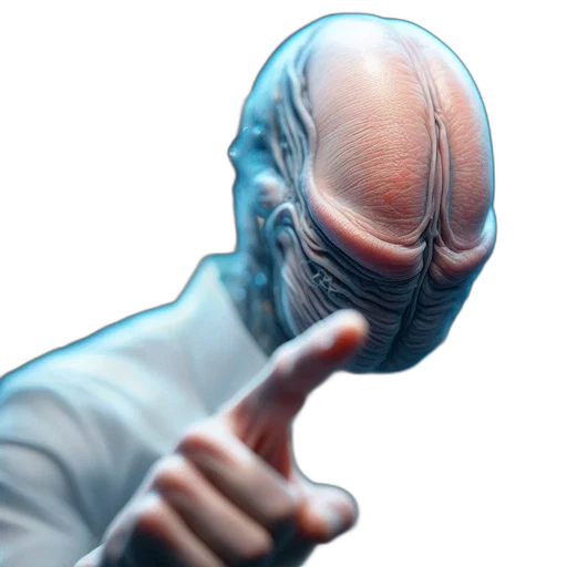 creature, face, mask, hair, concept art, 3d render, photorealistic, outer space transparent PNG cut-out
