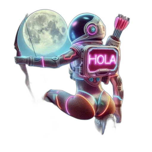 robot, vaporwave, concept art, pixel art, fantasy art, outer space, astronaut-like, figure transparent PNG cut-out