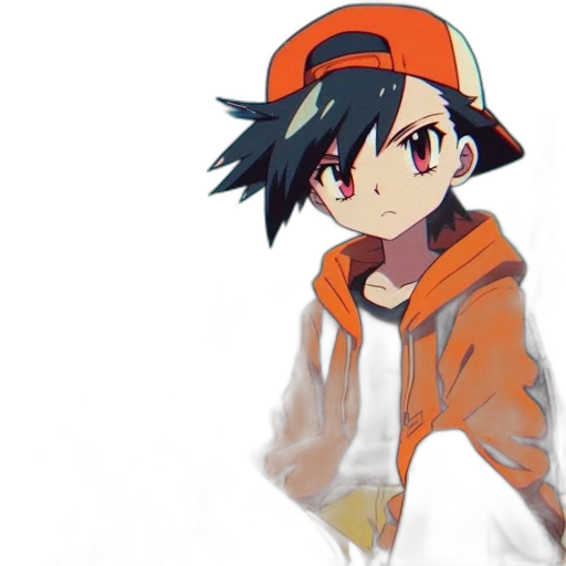jacket, hat, staff, face, anime, concept art, cartoon, pixel art transparent PNG cut-out