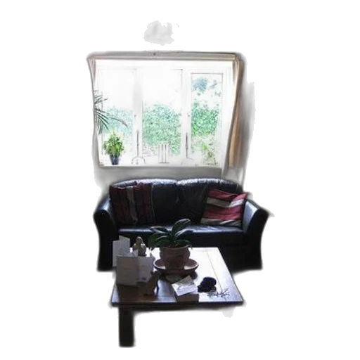 furniture, staff, photorealistic, cozy, living, room, black, leather transparent PNG cut-out