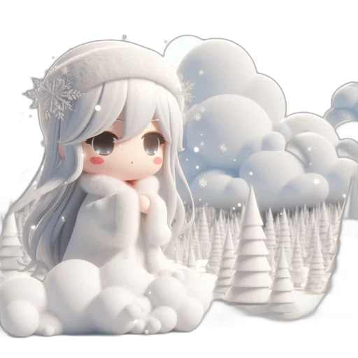 creature, 3d render, concept art, fantasy art, pixel art, snow, fog, forest transparent PNG cut-out
