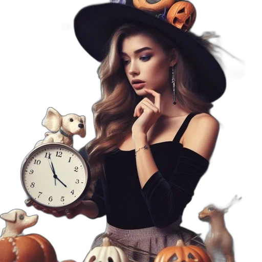 photorealistic, cartoon, fantasy art, concept art, monochrome, woman, wearing, witch transparent PNG cut-out
