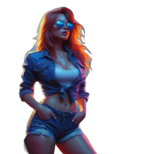 jacket, concept art, comic book art, cyberpunk, pixel art, neon lights, fire, neon transparent PNG cut-out