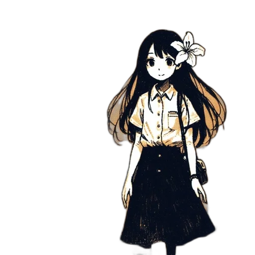 dress, staff, mask, flower, anime, watercolor, concept art, pixel art transparent PNG cut-out