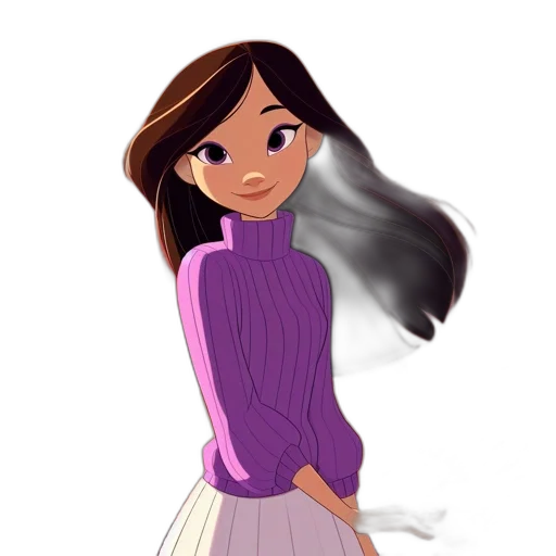 dress, hair, staff, jacket, cartoon, concept art, 3d render, photorealistic transparent PNG cut-out