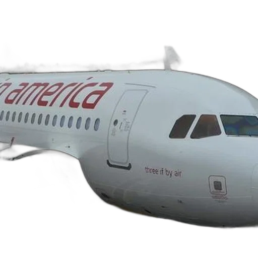 3d render, photorealistic, white, airplane, air, america, written, side transparent PNG cut-out