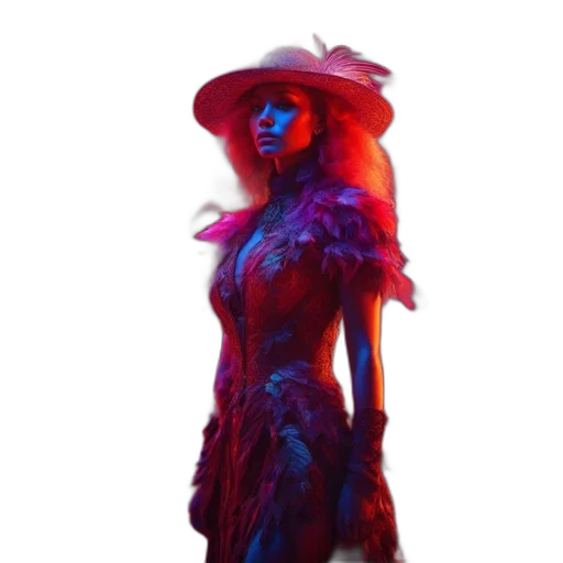 dress, hat, jacket, hair, concept art, 3d render, fantasy art, photorealistic transparent PNG cut-out