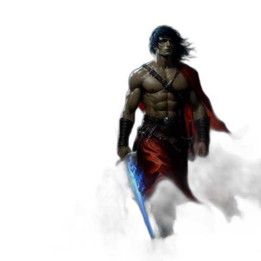 sword, fantasy art, concept art, comic book art, pixel art, muscular, man, glowing transparent PNG cut-out