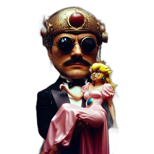 crown, robot, mask, staff, concept art, 3d render, comic book art, fantasy art transparent PNG cut-out