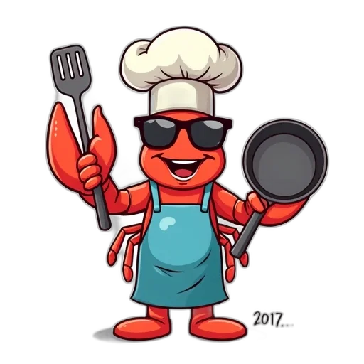 staff, food, robot, cartoon, pixel art, concept art, 3d render, lobster transparent PNG cut-out
