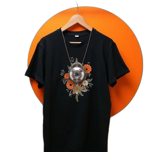 jewelry, 3d render, monochrome, black, t-shirt, graphic, design, silver transparent PNG cut-out